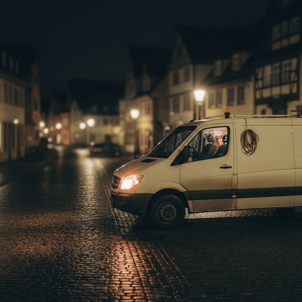 Elektriker Notdienst Fahrzeug im Einsatz auf deutscher Straße